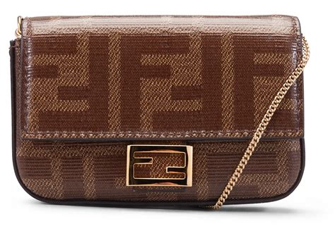 pre-owned fendi baguette charm jacquard ff nano brown|fendi nano baguette On Sale .